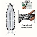 1 cubierta de tabla de planchar de acero pesado con borde elástico - Rejilla completa, gancho estándar, lavable en máquina, diseño de hojas negras y blancas, se ajusta a la mayoría de las tablas estándar, seguro para planchar, artículos esenciales del ho