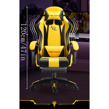 Silla de computadora ergonómica para el hogar y la oficina - Comodidad para sentarse durante mucho tiempo, diseño sin fatiga, detalles negros y amarillos, altura ajustable, reposabrazos acolchados y base sólida, silla de computadora para escritorio.