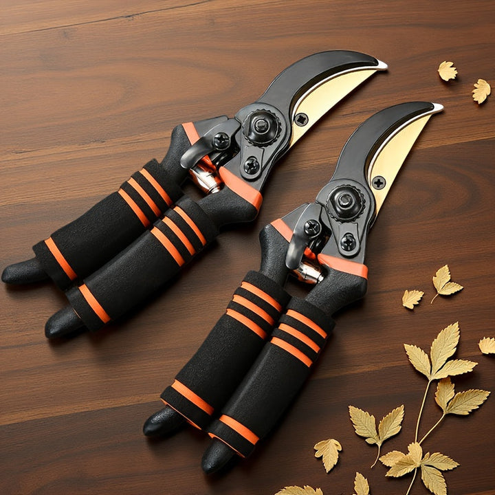 Tijeras de poda profesionales de aleación de titanio de 8,5 pulgadas - Acero ultra afilado resistente a la herrumbre y pesado de uso, con agarre suave de esponja antideslizante, adecuado para jardinería doméstica y diseño de paisajes, diseño de dos manos