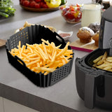 2pcs Revestimientos de Silicona para Freidora de Aire Ninja XL 9.5L & Modelos Dual - Accesorios Reutilizables para Canasta Antiadherentes Compatibles con AF400UK, AF451UK, Tower T17088 - Negro