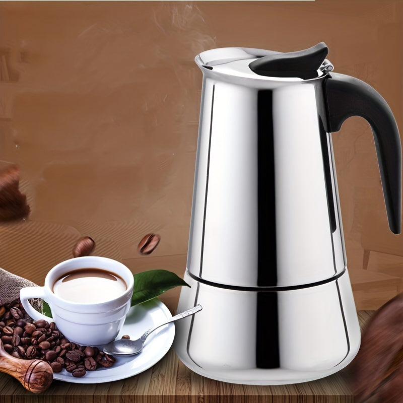 1pc Cafetera Moka de Acero Inoxidable, 2/4/6/9 Tazas de Espresso, Filtro Italiano para Estufa, Latte Mocha Moka de Metal para Baristas, No Necesita Electricidad, Cafetera de Espresso Portátil