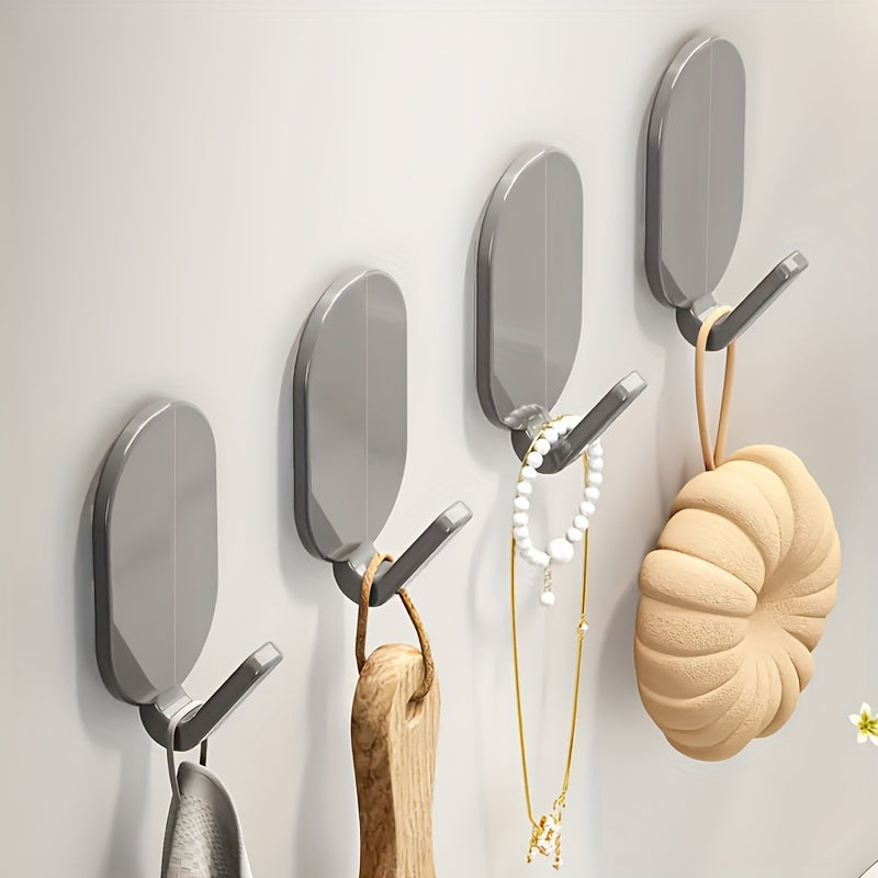 5 ganchos adhesivos resistentes, sin necesidad de taladrar, soporte fuerte para toallas, ropa y accesorios, montaje en pared sin daños, material ABS duradero, ideal para baños y tocadores, organizadores de baño | Accesorio moderno para el hogar | Ganchos