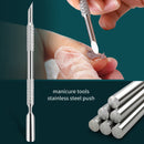 Púsher de callos de acero inoxidable profesional, quitacallos de doble cabeza con papel de lija de 240 granos, herramienta de preparación de uñas para manicura pedicura arte, producto de cuidado de uñas para pies y manos sin fragancia