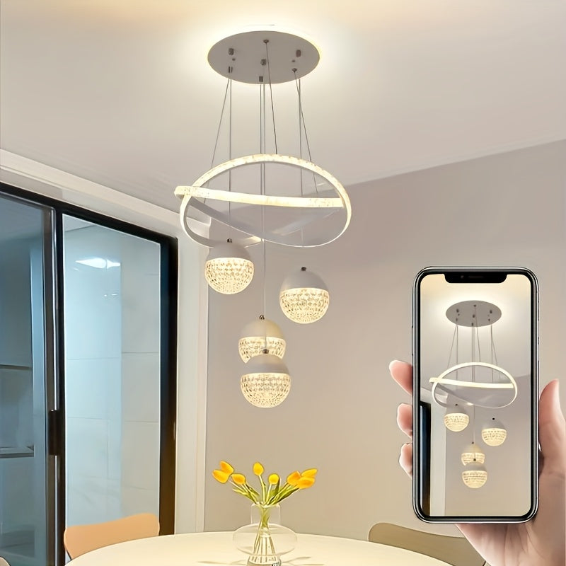 Lámpara de techo moderna con luces LED, montaje semienterrado con decoración de cristal, marco de metal, hardware de instalación fácil, para comedor, apartamento o bar, iluminación de techo | Acabado metálico elegante | Luces LED regulables, lámparas par