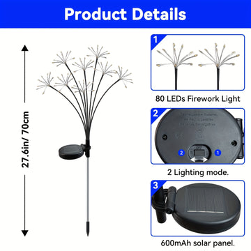 6 piezas de luces de sendero YAAFEN con energía solar, 480 LED, 2 modos de destello y estable, acero inoxidable, sombra de resina, ideal para jardín, sendero, patio, maceta de flores, camping, fiestas - Decoración perfecta para regalo de Navidad, ilumina