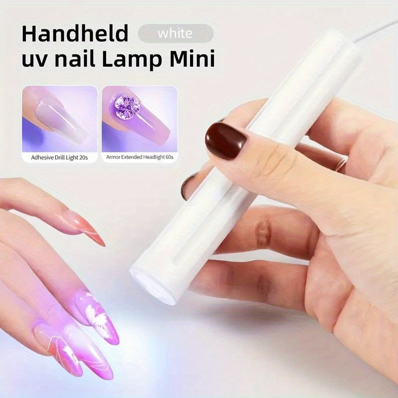 1pc Luz de Uñas Portátil Blanca (Tres Luces) / Rosa - Mini Limpiaúñas Rápido Secado, Modelo Concentrado con Enchufe, Cortaúñas Pequeño y Ligero