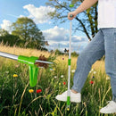 Juego de Herramientas para Deshierbe de 12 Escenas: Mango de Aleación de Aluminio Reforzado y Diseño con Pedal, Tubos Doble Articulados Desmontables – Rastrillo Manual Sin Esfuerzo para Céspedes y Jardines, ¡Sin Necesidad de Energía!