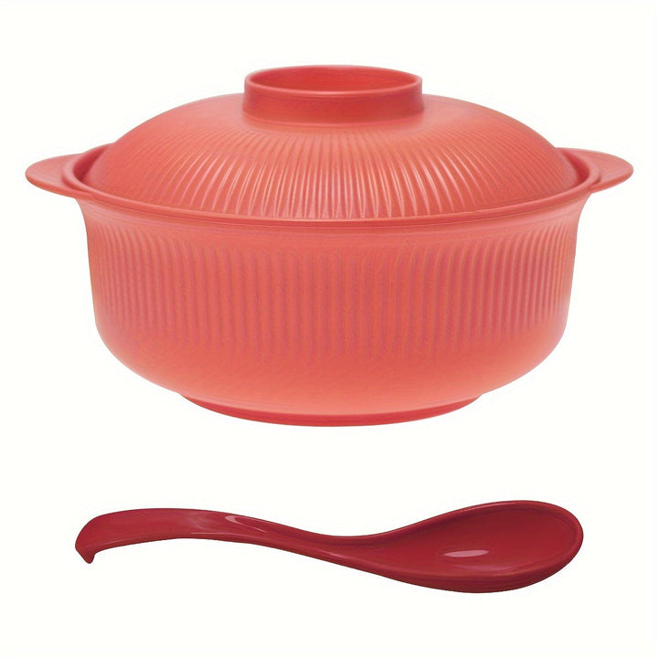 Juego de 2 piezas de tazón para sopa y ramen con tapa y cuchara, capacidad extra grande de 1100ml/38oz, apto para lavaplatos, ideal para estudiantes, lonchera bento o restaurantes familiares