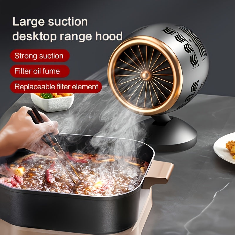 Campana Extractora Portátil con Alimentación USB y 3 Velocidades de Viento & Filtros Desmontables - Ventilador de Escritorio Mini para Cocina, Barbacoa, Olla Caliente, Filtración de Humo de Aceite & Fuente de Energía, Campana Extractora Portátil | Campan