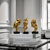 3 piezas de mascarillas de cara de hombre de resina - Diseño abstracto, decoración interior y exterior para el hogar, armario de vino, soporte de TV, decoración moderna del hogar