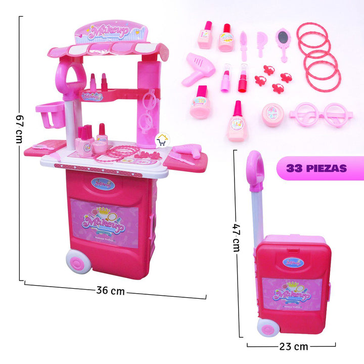 Set Tocador Didáctico Maquillaje 2 en 1 Cofre Maleta Infantil 524K1