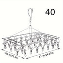 1pc Soporte De Secado De Calcetines De Acero Inoxidable Con Clip Múltiple, Gancho Giratorio A Prueba De Viento, Percha Para Ropa, Soporte De Secado De Ropa Para Calcetines, Sujetadores, Ropa Interior, Accesorios De Lavandería