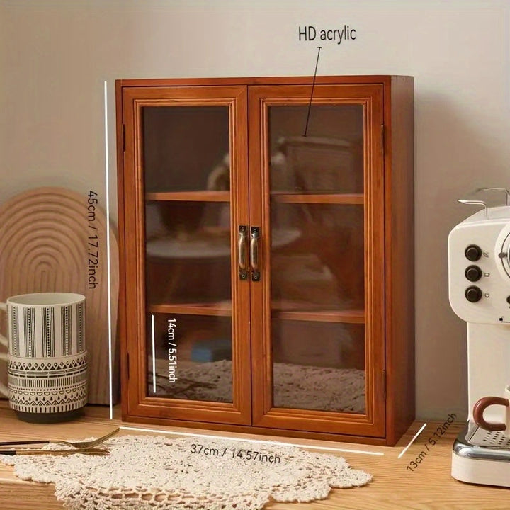 Armario de Almacenamiento Retro de Madera con 22 Escenas y Tapa Abatible – Organizador Multifuncional para Cosméticos, Accesorios y Suministros de Oficina, Ideal para Dormitorio, Baño y Espacio de Trabajo, Incluye Película Protectora Transparente