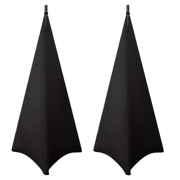 Conjunto de 2 fundas para altavoces con bolsa de almacenamiento, funda para altavoz de DJ, falda para trípode, 360° multifunción para escenario, actuación, bodas, fiestas y eventos de banquete.