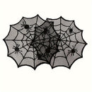 Cojines de red de araña para bebidas - 1 pieza, 2 piezas o 4 piezas, diseño de red de poliéster negro con acordes rojos, perfecto para decoraciones de fiestas de Halloween y uso doméstico, vajilla espeluznante | Decoración de patrón de red | Bebida durad