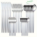 Juego de Cubiertos de Acero Inoxidable de 30 Piezas, Juego de Cuchillo Tenedor Cuchara, Juego de Vajilla, Incluye Juego de Cuchillo Tenedor Cuchara, Apto para Casa, Restaurante, Hotel, Fiesta, Boda, Lavavajillas
