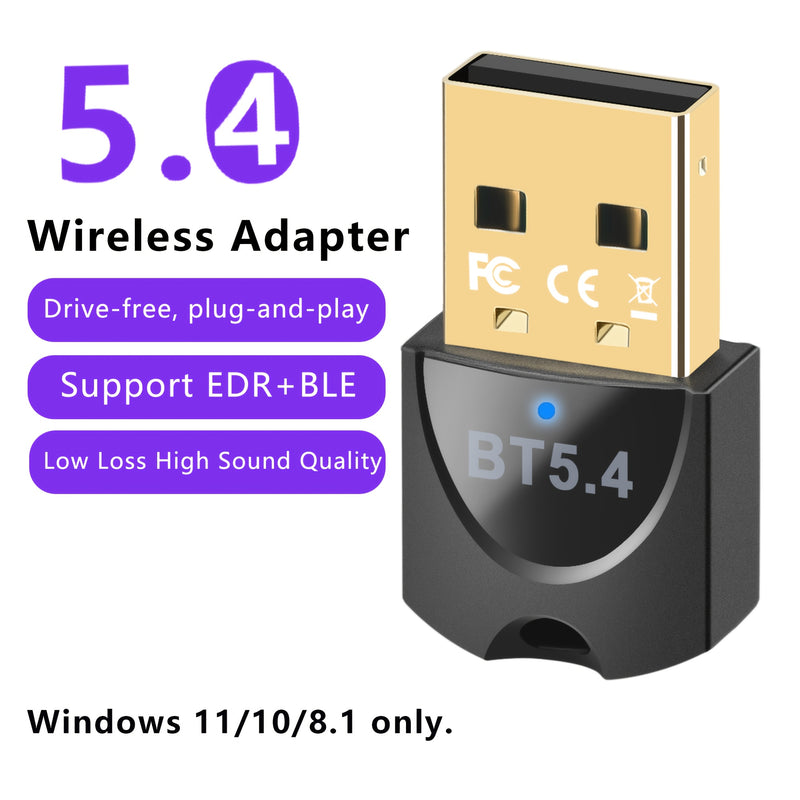 Adaptador de red inalámbrica USB 5.4, receptor de dongle inalámbrico USB, para computadoras/auriculares/teclado/ratón altavoces y muchos otros dispositivos, alimentado por USB, enchufar y usar, inalámbrico, sin controladores, externo