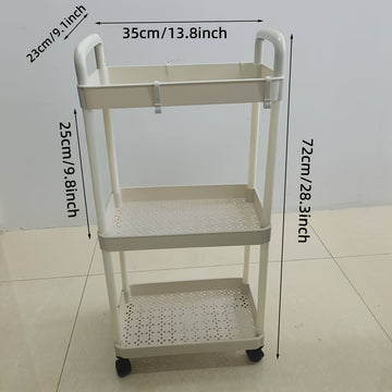 1 pieza de 3/4/5 niveles, carrito de almacenamiento rodante ajustable con asas, ruedas giratorias silenciosas de 360°, ganchos para baño, cocina, dormitorio, organización de sala de estar - Organizador multiusos duradero de plástico, blanco/pink/negro/gr