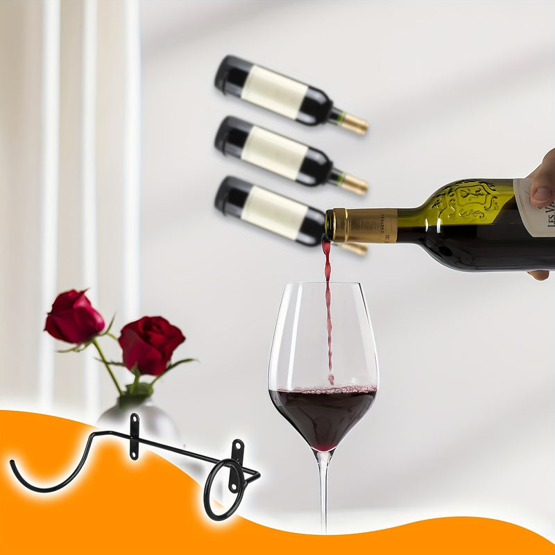 Conjunto de 12 Soportes para Vino Metálicos en Espiral Negros - Montaje en Pared con Tornillos para Instalación Fácil, Almacenamiento Ahorrador de Espacio y Exhibición Decorativa
