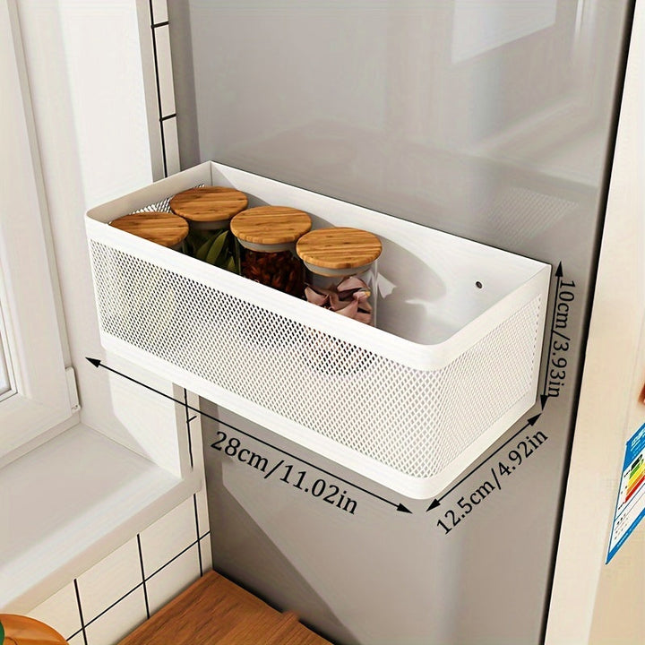 1pc Soporte Magnético de Almacenamiento Lateral para Refrigerador de Cocina, Cesta Colgante para Hueco de Placa