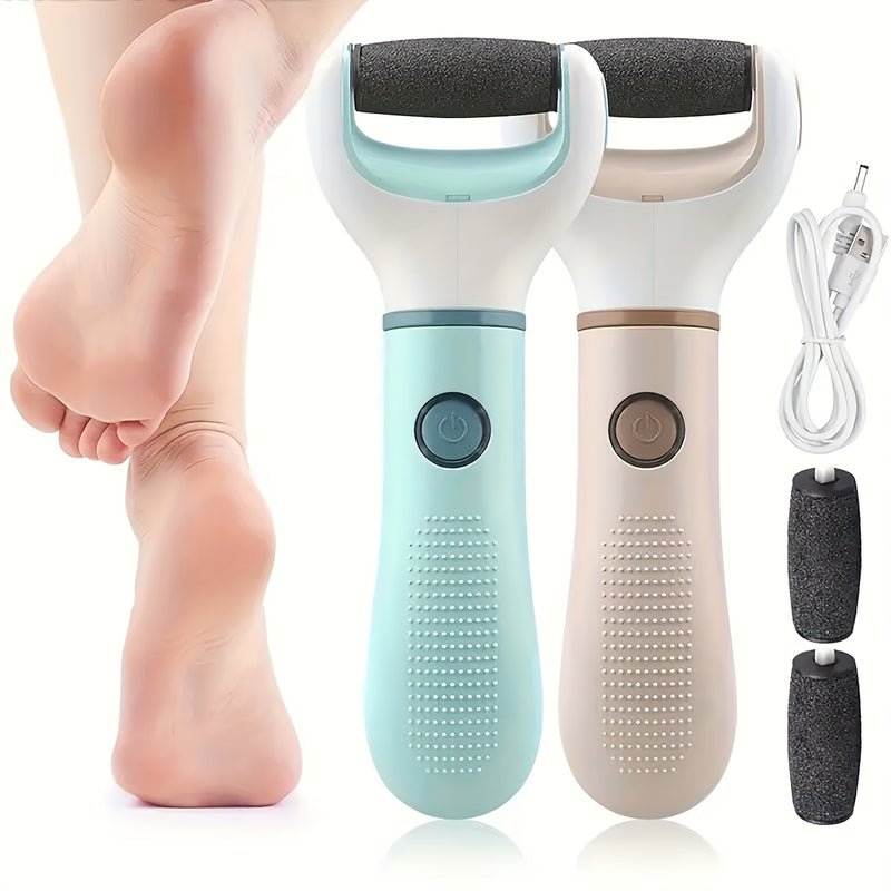 Amoladora eléctrica recargable USB, dispositivo de eliminación y protección para pies en color beige claro, máquina de belleza para el hogar