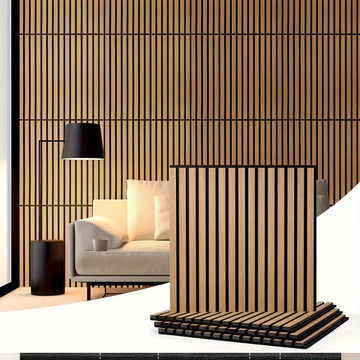 4pcs Paneles Absorbentes de Sonido de Tiras de Madera, Para Decoración de Moda y Reducción de Ruido, Paneles de Textura 3D para Techos y Paredes, Decoración Interior Moderna, Fondo de TV, Sala de Estar