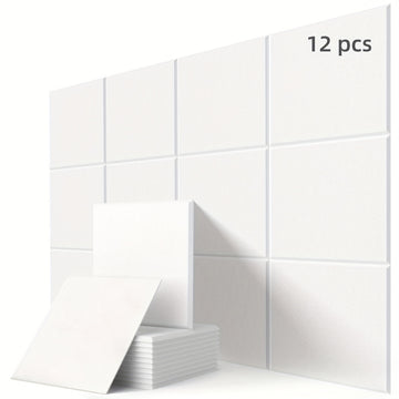 12 piezas de Paneles Absorbentes de Sonido de Alta Densidad Blancos, 30cm x 30cm x 0.9cm - Ideales para Oficinas, Estudios de Música, Salas de Grabación, Aulas, Cine en Casa y Reducción de Ruido en Dormitorios, Pared Decorativa, Techo
