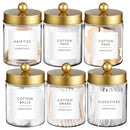 Dispensador de hisopos - Jarras de plástico de 8 oz para organizar maquillaje en el tocador, accesorios para baño, algodón, bolas, almohadillas y seda dental