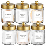 Dispensador de hisopos - Jarras de plástico de 8 oz para organizar maquillaje en el tocador, accesorios para baño, algodón, bolas, almohadillas y seda dental