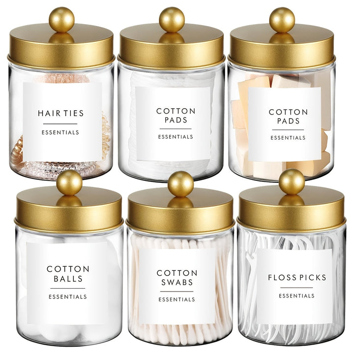 Dispensador de hisopos - Jarras de plástico de 8 oz para organizar maquillaje en el tocador, accesorios para baño, algodón, bolas, almohadillas y seda dental