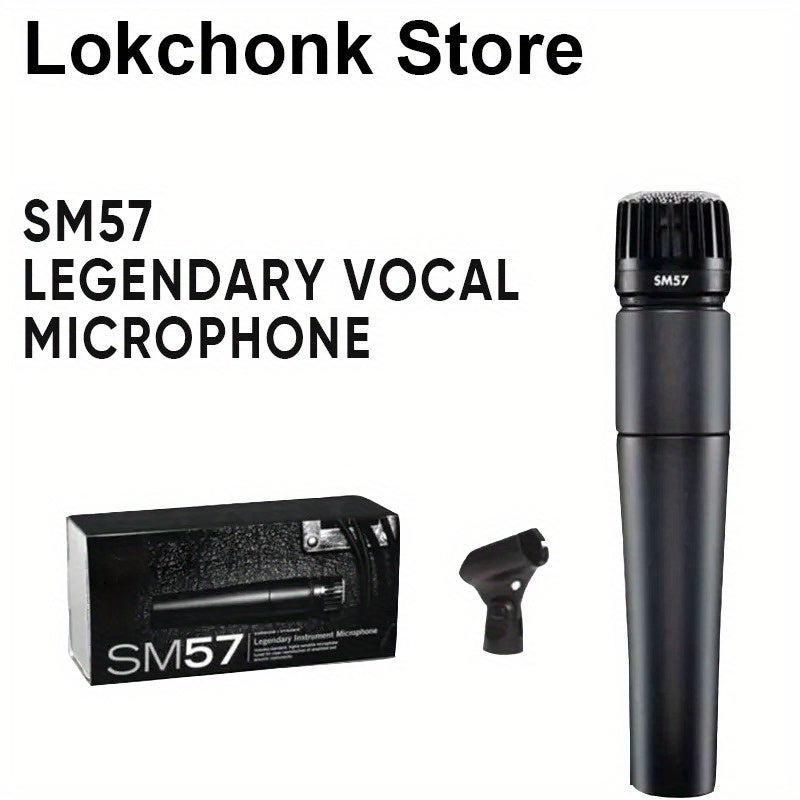 Micrófono vocal legendario SM57 - Micrófono dinámico profesional de metal para canto en escena, karaoke, grabación de B-Box, cableado, conector XLR, negro, actuación en escena | Micrófono profesional | Acabado metálico