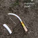 1pc Hoz cómoda de mango de madera, dientes finos afilados, hoja de metal, acero de aleación duradero - Adecuado para el cuidado del césped, al aire libre, corte y corte de cuerda, esencial para jardinería