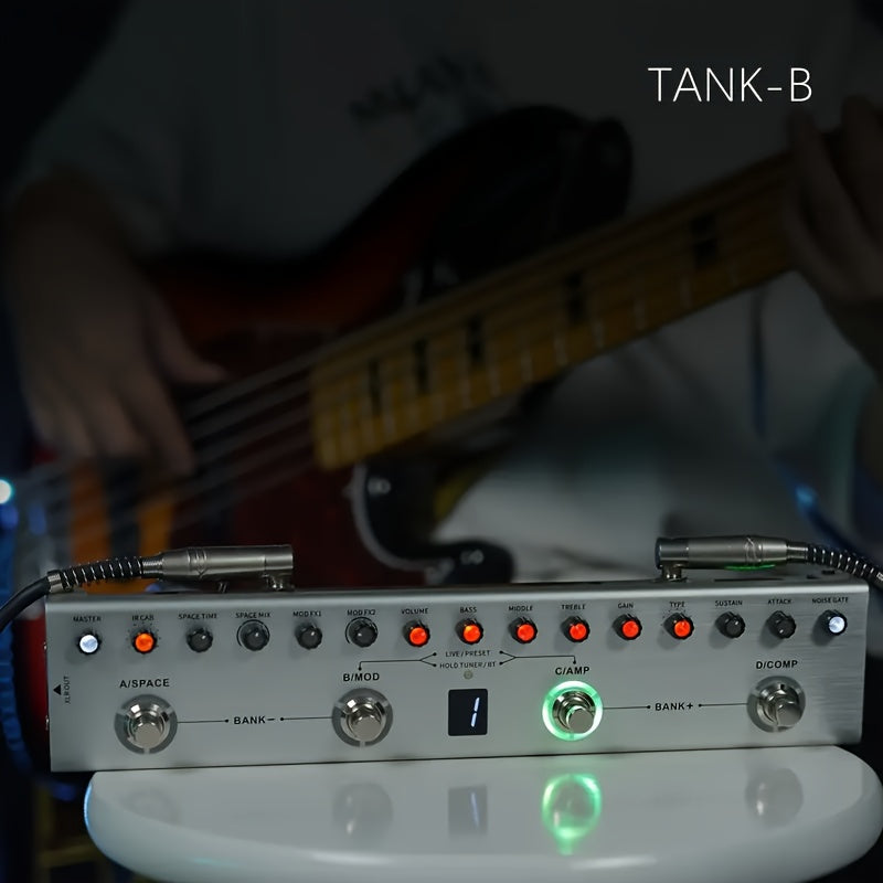 Pedal de efectos de guitarra TANK-G Multi-Function | 36 presets editables | Conexión inalámbrica + monitorización de auriculares | Soporta grabación móvil | Batería recargable incorporada + interfaz de audio, pedal de efectos de guitarra