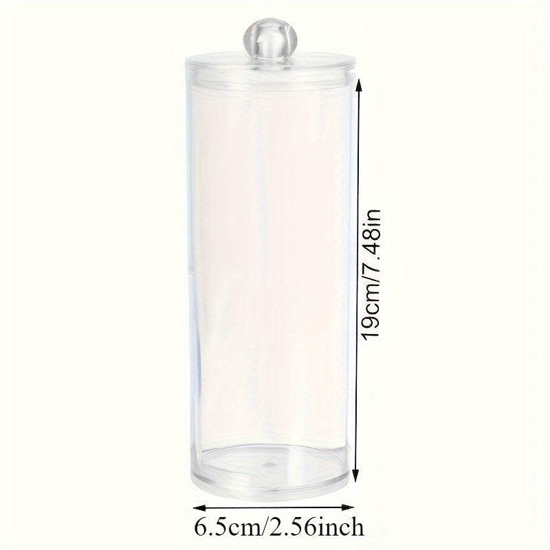 Tarro de almacenamiento plástico transparente con tapa, ideal para maquillaje, cosméticos, organización del baño y dormitorio, diseño para encimera, tapa de fácil acceso, contenedor transparente para artículos de higiene y organizadores de maquillaje
