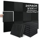 24 paneles de aislamiento acústico de alta densidad, paneles de espuma acústica ignífuga 30.48x30.48 cm, ideales para estudios de grabación, salas de cine en casa y decoración de paredes