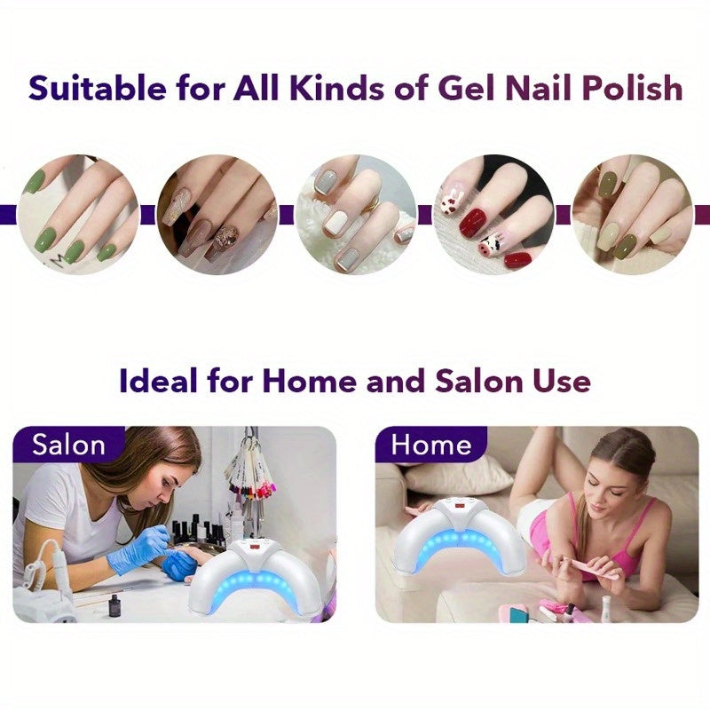 Lámpara de inducción retráctil en forma de U con forma de media luna, luz de arte de uñas, lámpara de gel con pantalla digital, 3 velocidades disponibles, portátil y plegable, regalo ideal para Halloween, Pascua, San Valentín, Acción de Gracias, etc.