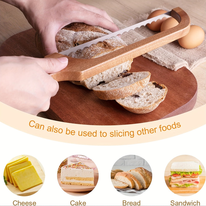 Navaja de Pan Premium con Mango Ergonómico - Cuchilla Ajustable para Cortes Uniformes, Herramienta Rústica para Panadería Artesanal y Repostería, Diseño en Madera Natural para Panaderías Profesionales y Cocinas Hogareñas, Presentación Estética Artesana,
