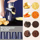 5 en 1, rallador de queso y cuchilla de verduras con mano de viento, cuchillas intercambiables de acero inoxidable, base de succión fuerte, fácil de limpiar, regalo ideal para la cocina, azul marino