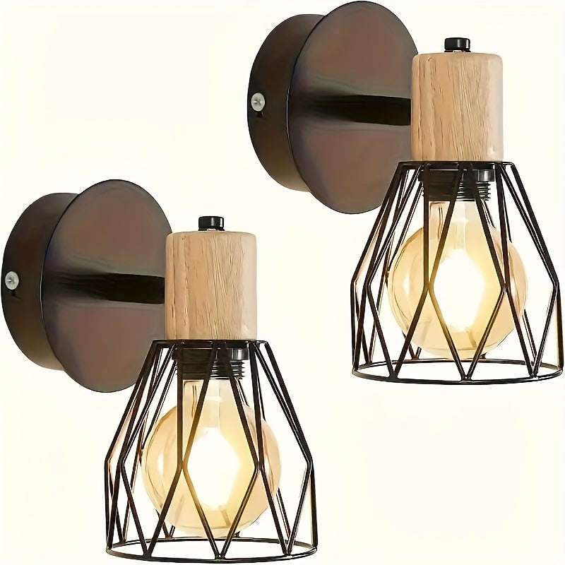 2 piezas de lámpara de pared estilo industrial - lámpara metálica de hierro, ideal para isla de cocina, dormitorio, sala, etc. - bombilla no incluida