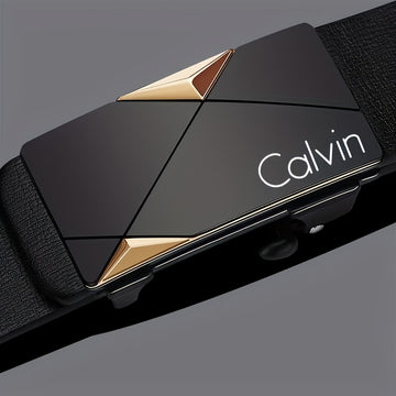 CALVIN Cinturón Automático para Hombre - Cuero PU Elegante con Hebilla de Aleación, Diseño Casual y Formal, Talla Estándar para Oficina y Atuendos Informales, Regalo Ideal para Fiestas, Accesorio Moderno y Resistente, Hebillas para Cinturones, Moda Mascu