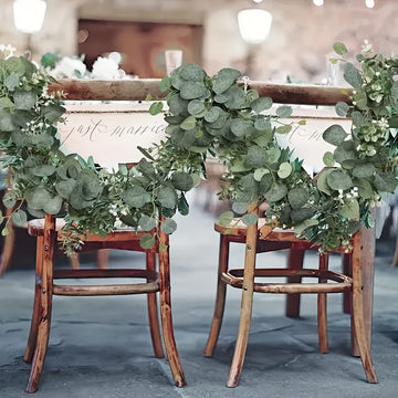 12 Piezas de Guirnaldas Artificiales de Eucalipto y Sauce con Flores Blancas - 6 Pies, Hojas Verdes Multifuncionales para Bodas, Decoración del Hogar y Eventos, Estilo Clásico, Temática Nupcial, Plantas/Florales Artificiales para Exteriores