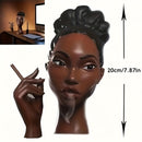 1pc Escultura de Resina Pingzhi - Figura Femenina Elegante con Expresión Contemplativa & Cabello Rizado, Decoración Clásica para Hogar y Oficina, Adorno Artístico sin Necesidad de Electricidad, Diseño Contemplativo, Artesanía Detallada