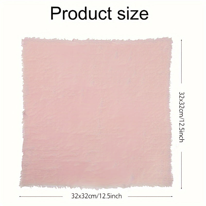 20pcs Servilletas de Algodón Gasa Retro 32x32cm para Decoración de Mesa de Boda y Navidad, Hechas a Mano con Borlas