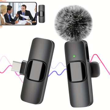Micrófono sin varillas para Teléfono, Android, Cámara, Micrófono USB-C, Micrófono de Solapa sin varillas, Micrófono Mini, Micrófono con Cancelación de Ruido para Entrevistas, Vídeos y Podcasts