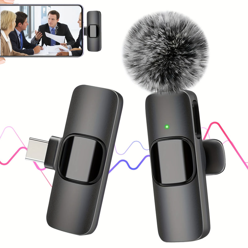 Micrófono sin varillas para Teléfono, Android, Cámara, Micrófono USB-C, Micrófono de Solapa sin varillas, Micrófono Mini, Micrófono con Cancelación de Ruido para Entrevistas, Vídeos y Podcasts