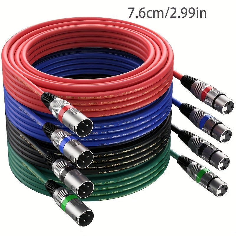 4 piezas, cable de micrófono de 7,62 metros, equipo profesional, cable XLR de alta calidad - XLR masculino a femenino para micrófono de escenario, modelo, temporada de graduación, día del padre, regalo de cumpleaños, cubierta protectora de PVC, cable de