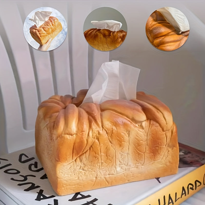1pc Caja de pañuelos con diseño de pan tostado, decoraciones divertidas para almacenamiento en muebles, adecuada para sala de estar, cocina, dormitorio, un regalo lindo