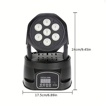 Luces de Fiesta DJ, Luces de Discoteca con Cabeza Móvil, Mini Luces de Escenario RGBW de 7x8W con Cabeza Móvil, Luces de Discoteca DMX Activadas por Sonido, Mini Luces de Lavado con Cabezas Móviles para Halloween, Navidad, Fiestas, Club, Concierto, Boda,