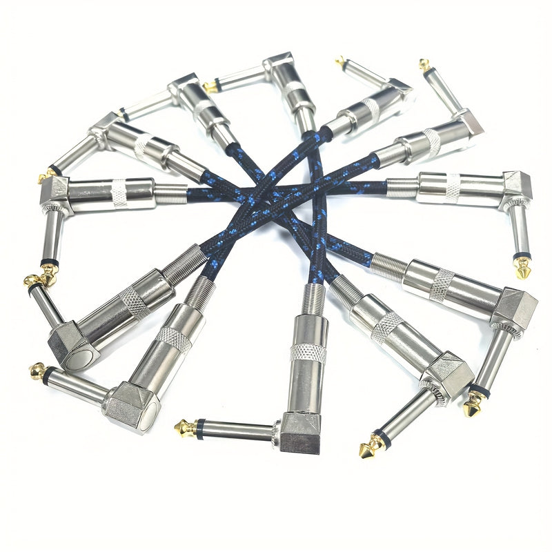 Conjunto de 6 cables de parche para guitarra de 6 pulgadas en ángulo recto - Cables de instrumento macho a macho de 1/4" TS, Conector de alta calidad Cat 5e para pedales, Conectores flexibles de forma redonda