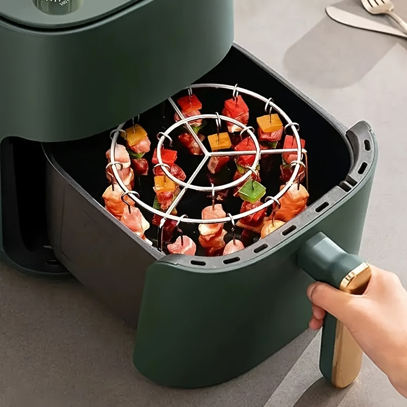 1 Juego de parrilla y pinchos de acero inoxidable - Ideal para freidor de aire, horno y barbacoa al aire libre - Perfecto para carne, pescado, verduras, frutas - Suministros de cocina duraderos y portátiles para reuniones y fiestas, equipo de cocina al a